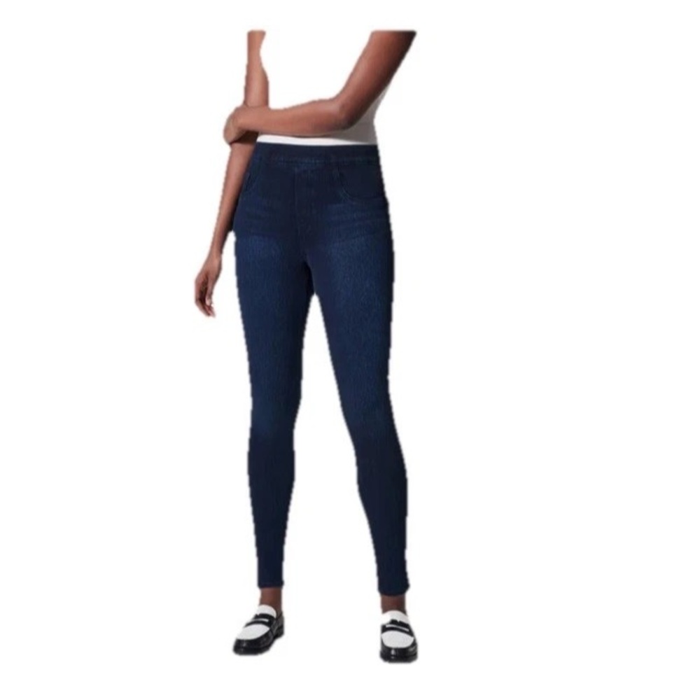 Spanx Twilight Blue Denim Jean-Ish Stretch Ankle Leggings Jeggings Womens Medium